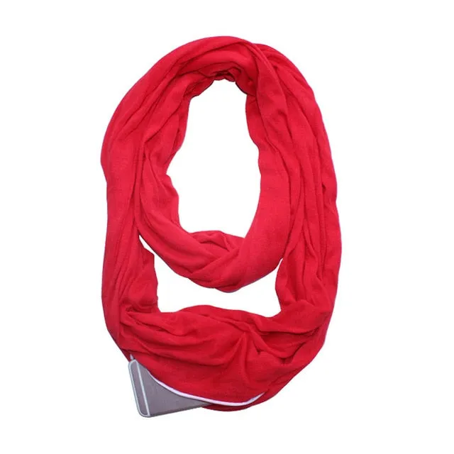 Convertible Infinity Scarf with Pocket Pattern Infinity Scarf with Zipper Pocket All-match Fashion Women Scarves,CI005