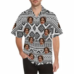 Custom Boho Hawaiian Shirt with Face for Men Personalized Photo Beach Retro Shirt Golf Aloha Shirt