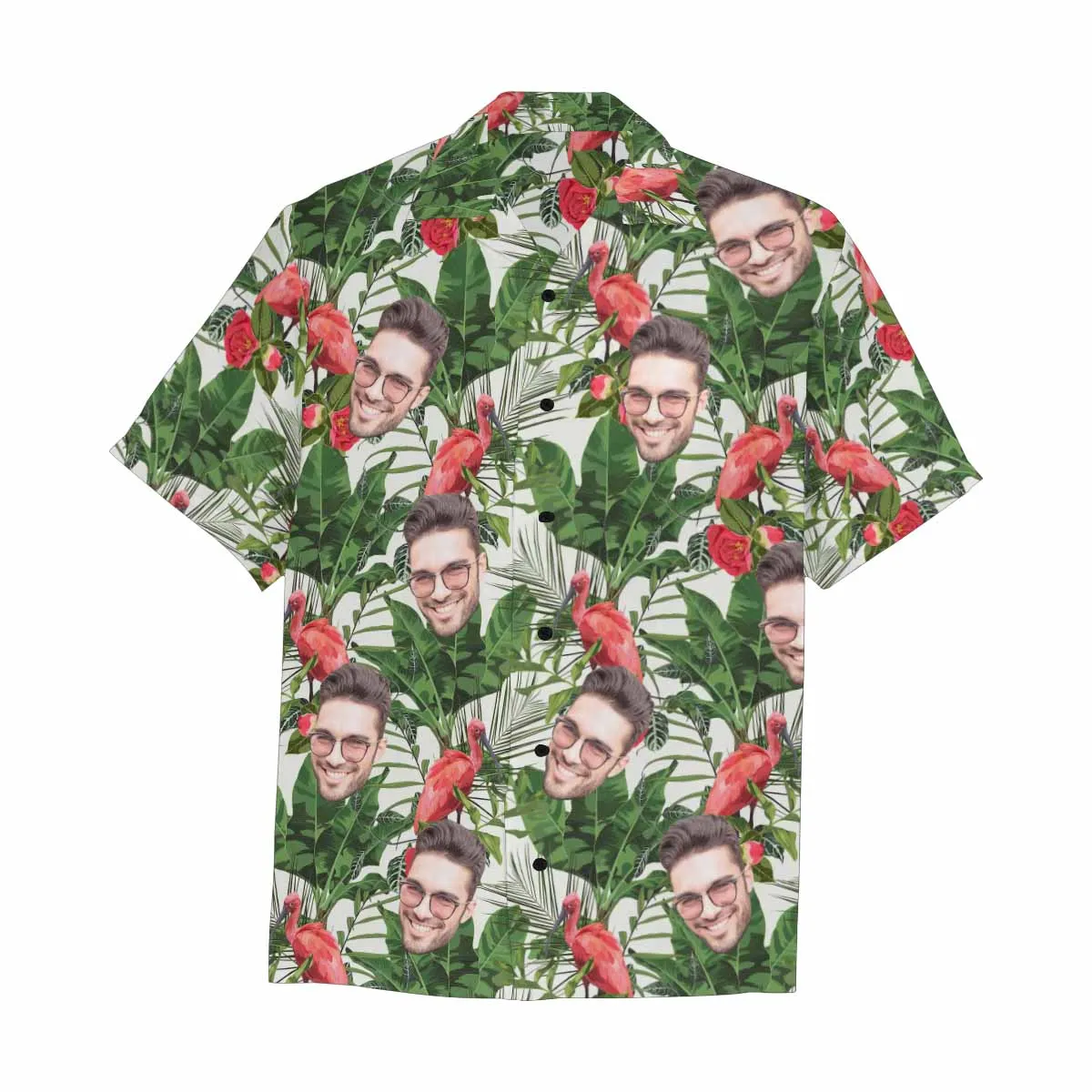 Custom Face Hawaiian Shirt For Men With Flamingo Floral Print Personalized Family Photos On Aloha Shirts Funny Gift