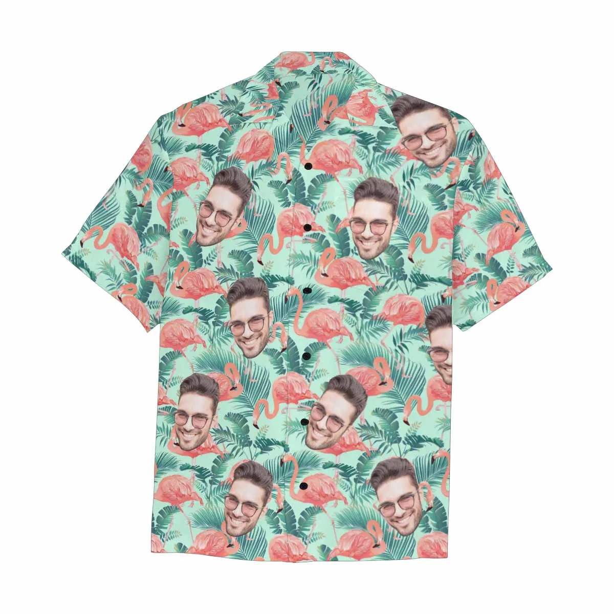 Custom Face Hawaiian Shirt For Men With Flamingo Floral Print Personalized Family Photos On Aloha Shirts Funny Gift