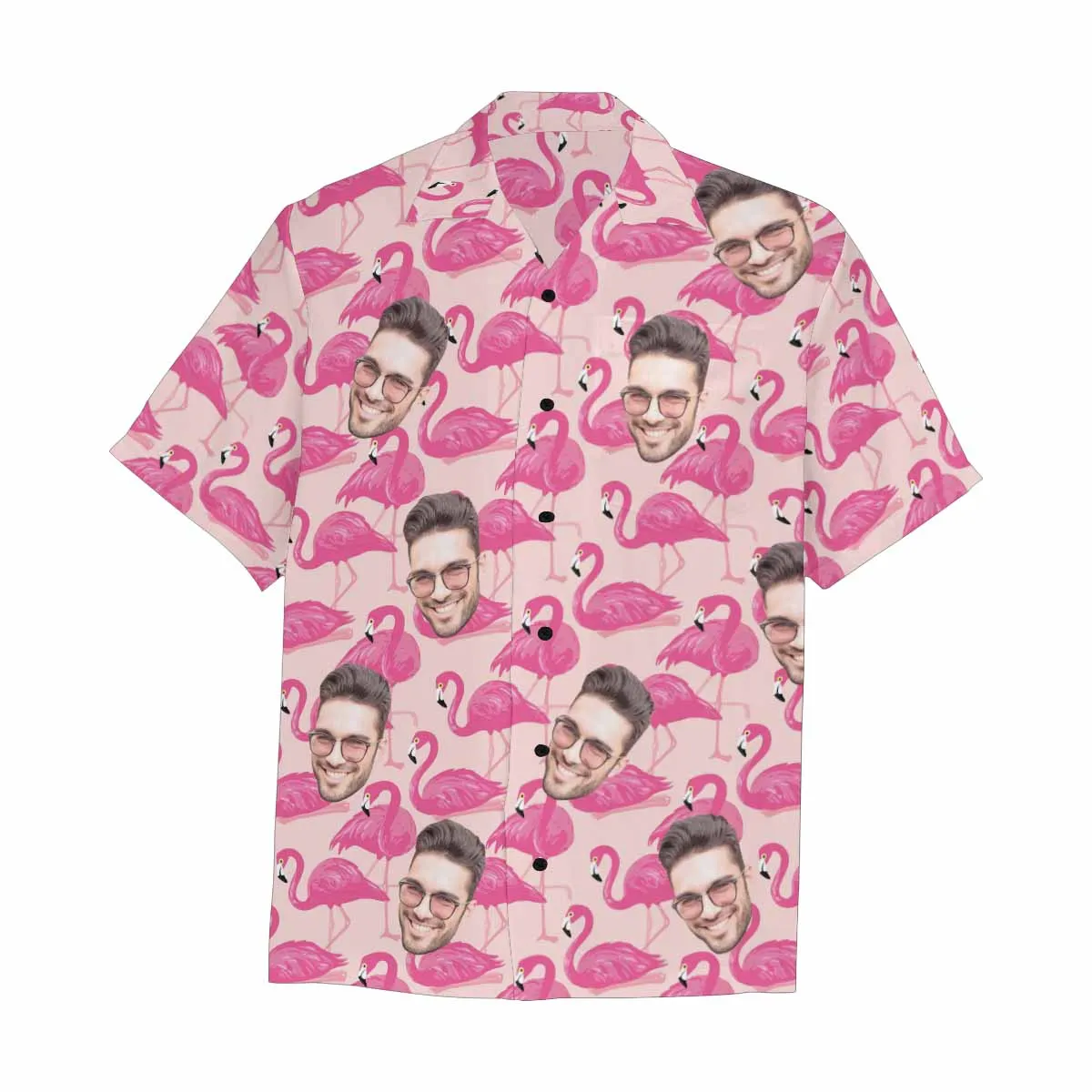 Custom Face Hawaiian Shirt For Men With Flamingo Floral Print Personalized Family Photos On Aloha Shirts Funny Gift