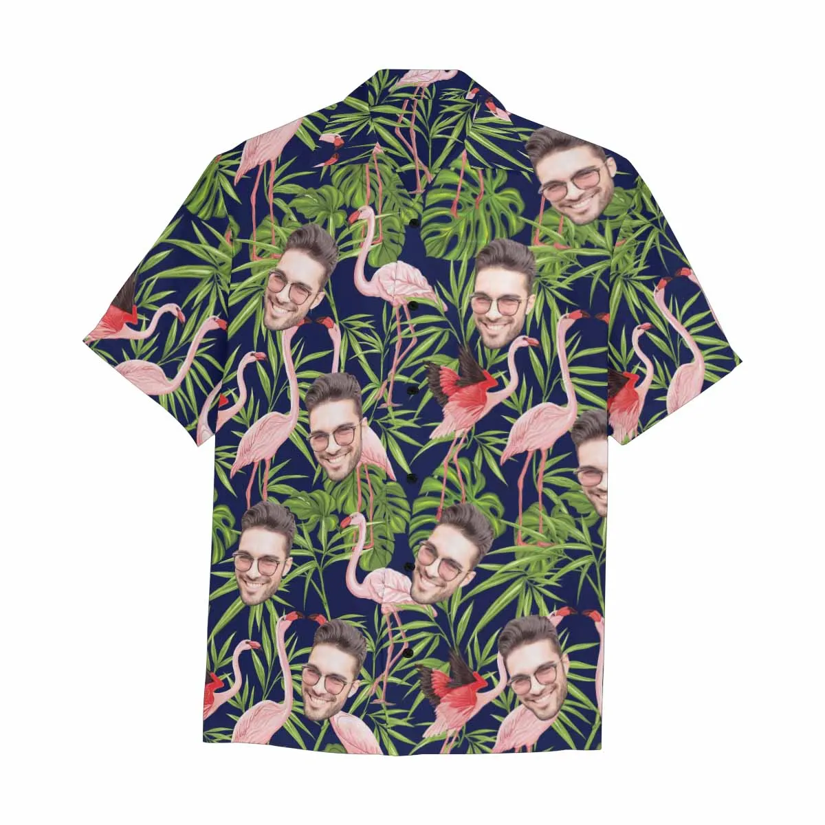 Custom Face Hawaiian Shirt For Men With Flamingo Floral Print Personalized Family Photos On Aloha Shirts Funny Gift