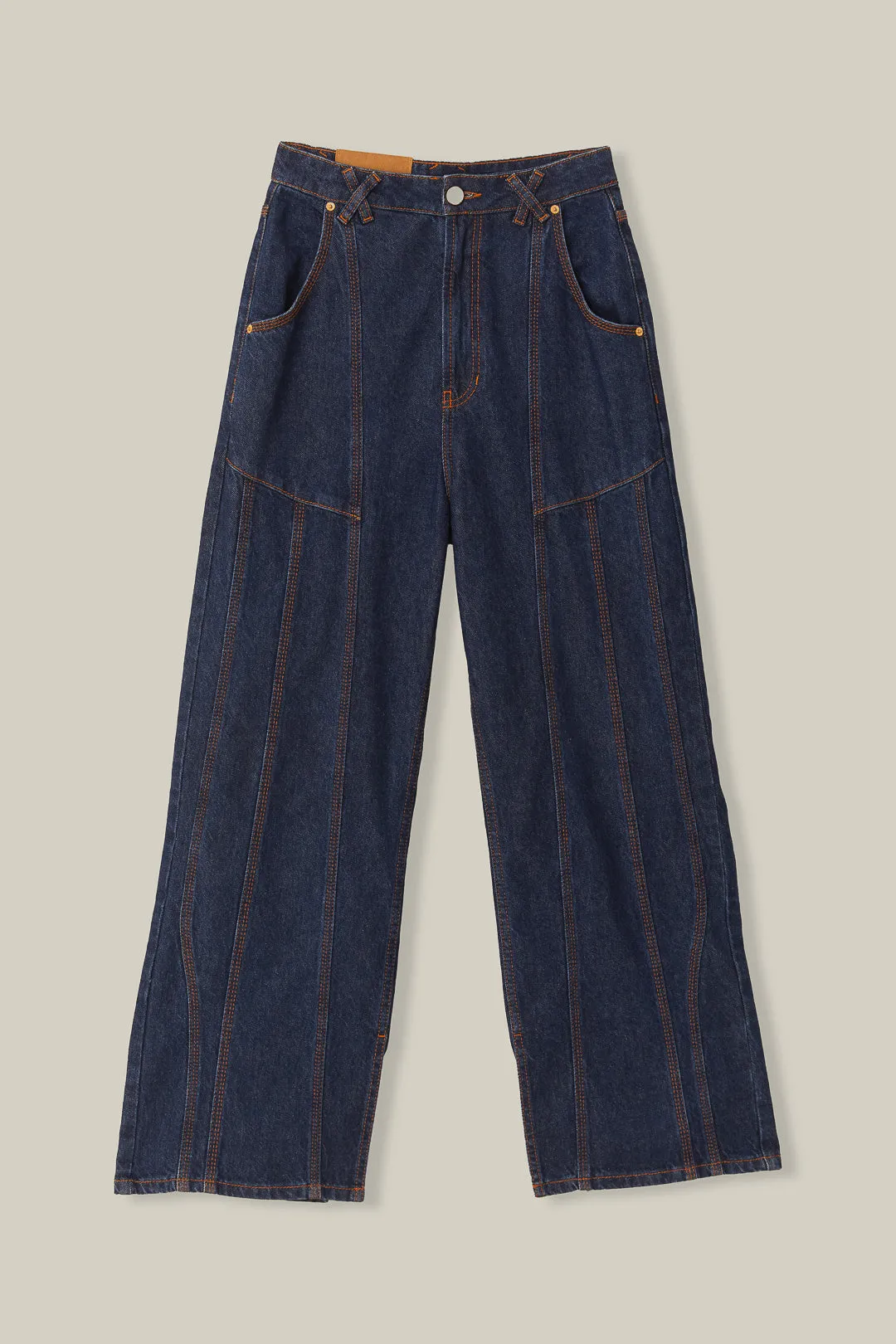 Dark Denim High Waist Snips Pants