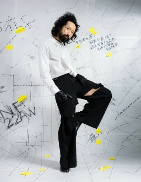 Deconstructed Floor-To-Ceiling Trousers With Cutouts