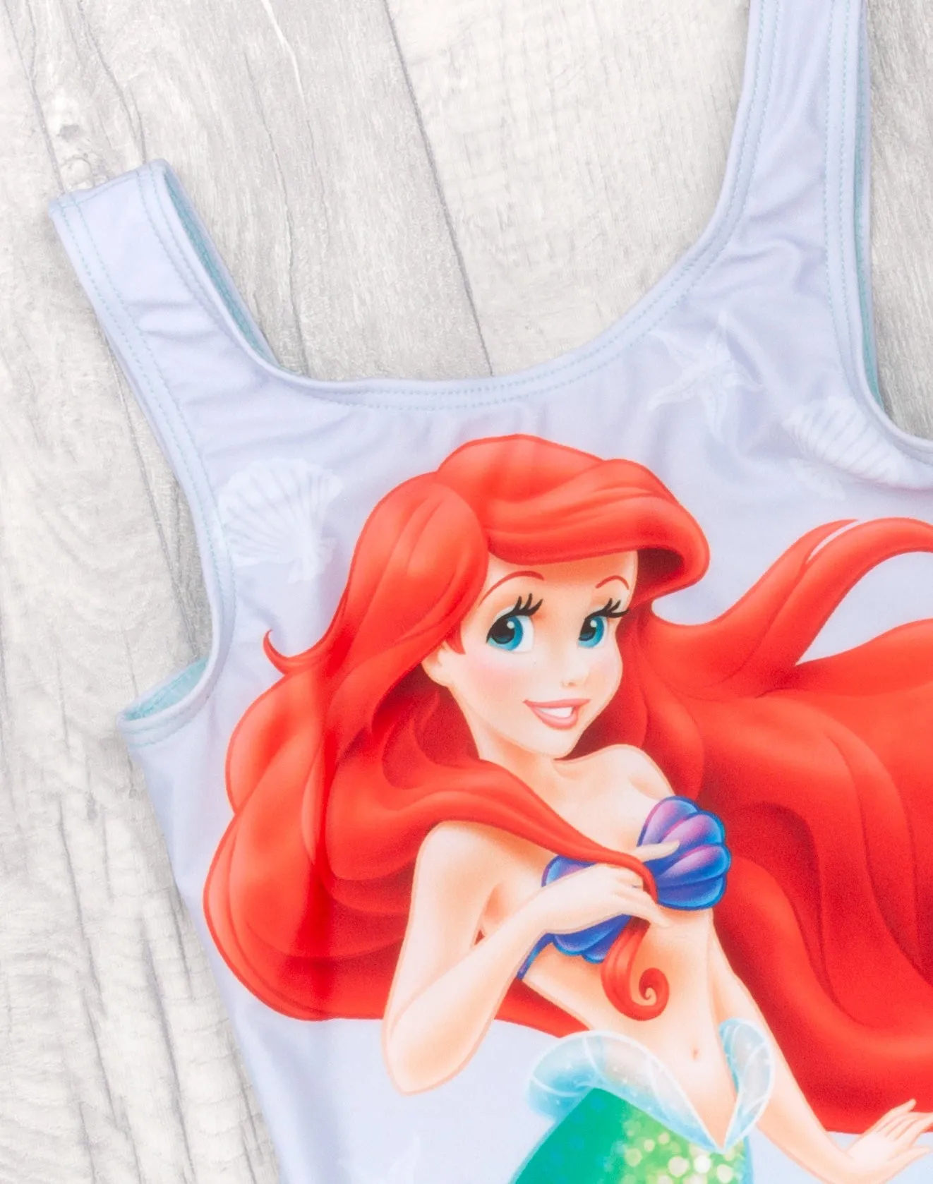 Disney The Little Mermaid Girl's Swimsuit And Hooded Towel Poncho Set Blue
