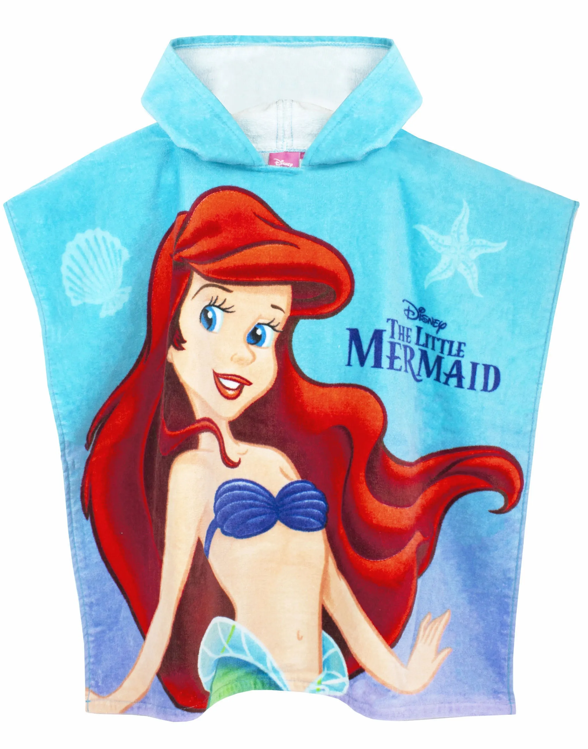 Disney The Little Mermaid Girl's Swimsuit And Hooded Towel Poncho Set Blue