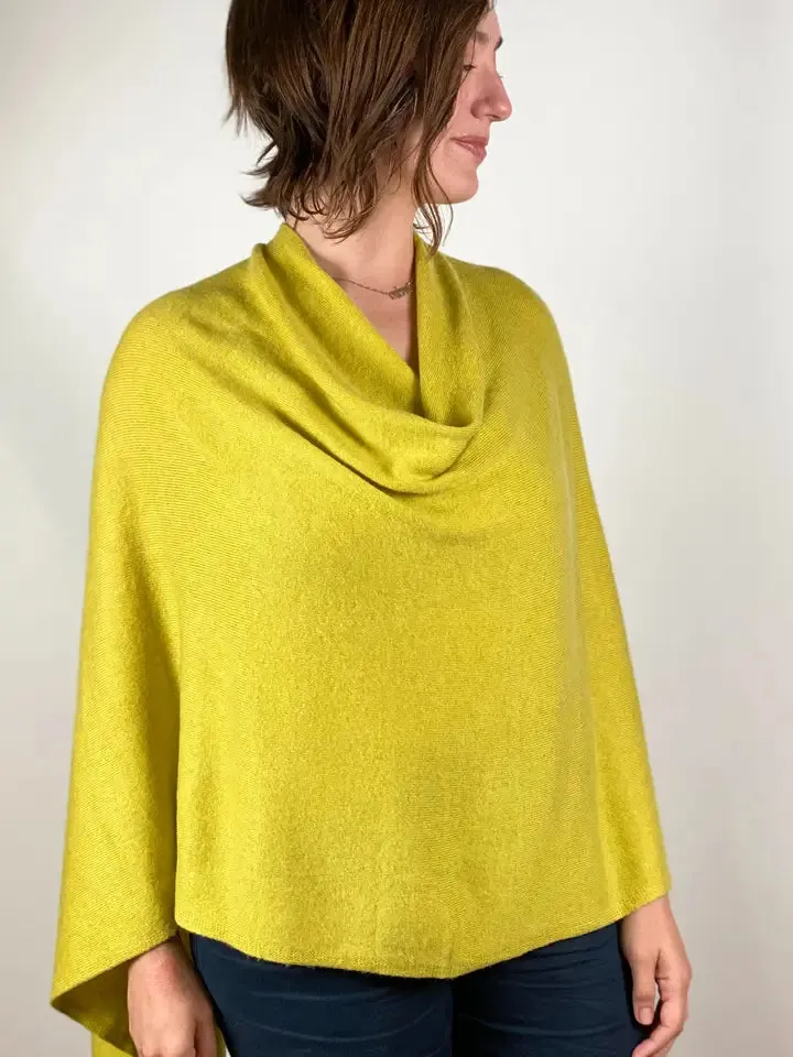 Dolma Cashmere Poncho - LIME