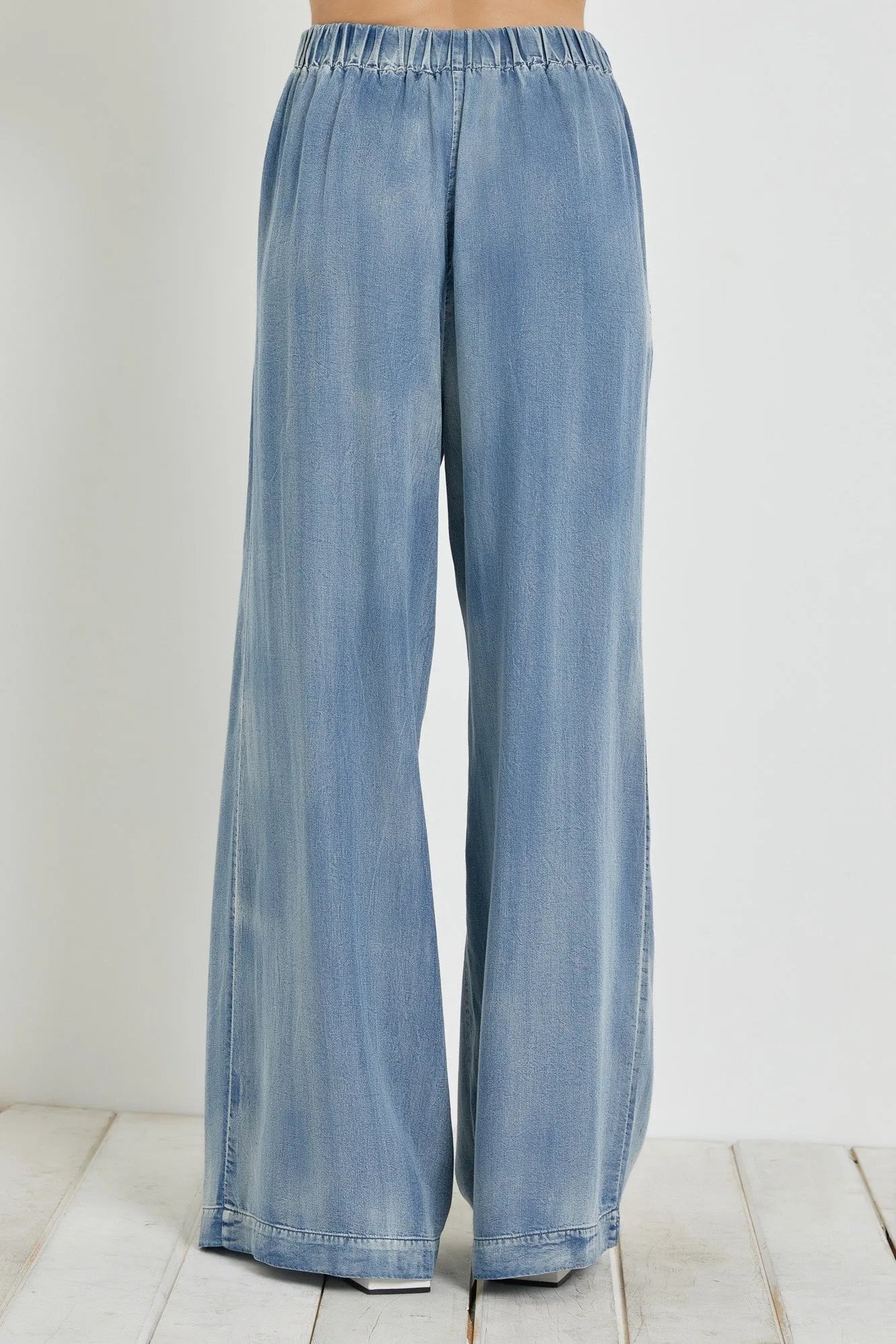 Elastic Waist Wide Leg Denim