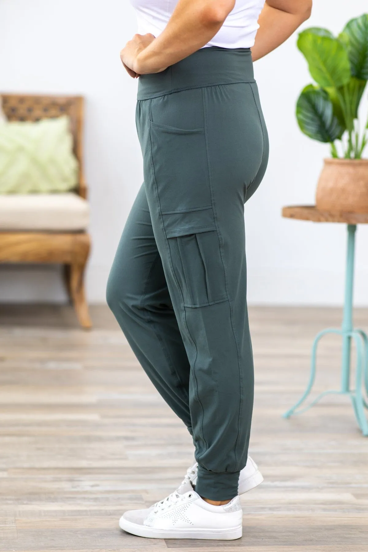 Emerald Green Cargo Pocket Active Joggers