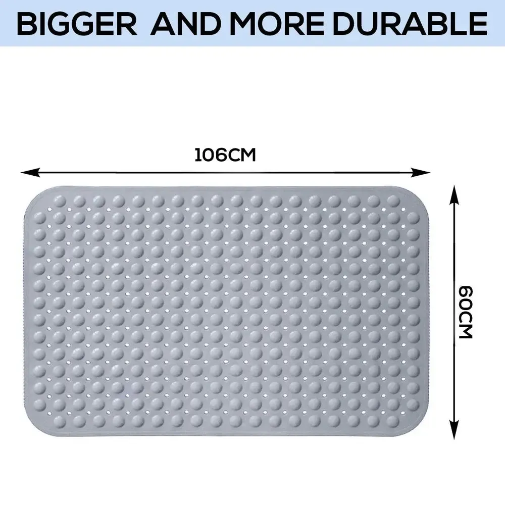 Experia Anti-Slip with Suction Cup Bath Mat, 106 x 60 cm Grey Color (Soft-Pebble)