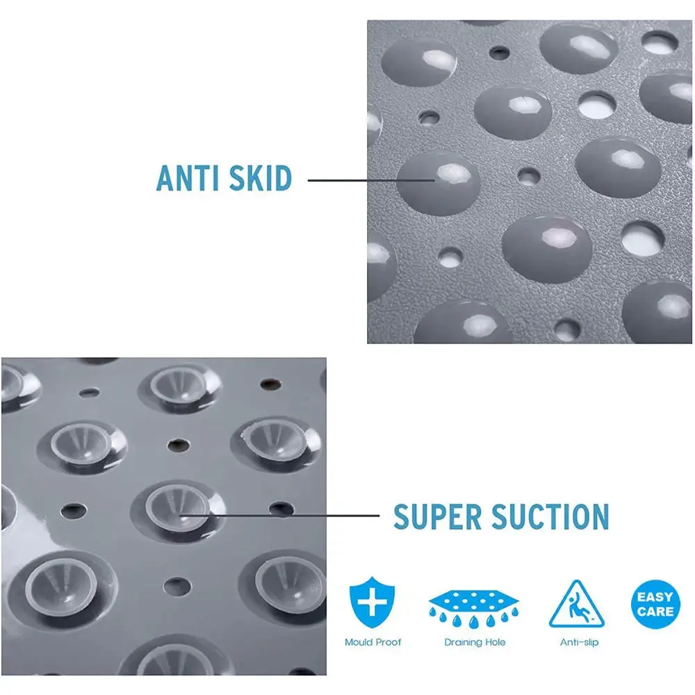 Experia Anti-Slip with Suction Cup Bath Mat, 106 x 60 cm Grey Color (Soft-Pebble)