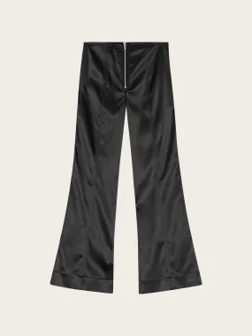 F8583 Double Satin Flared Pants - Black
