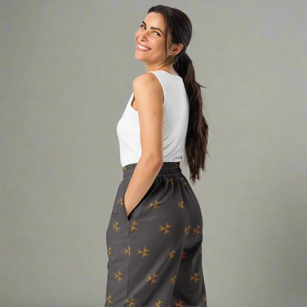 Fall Abstract Wide Leg Joggers 2XS-6XL