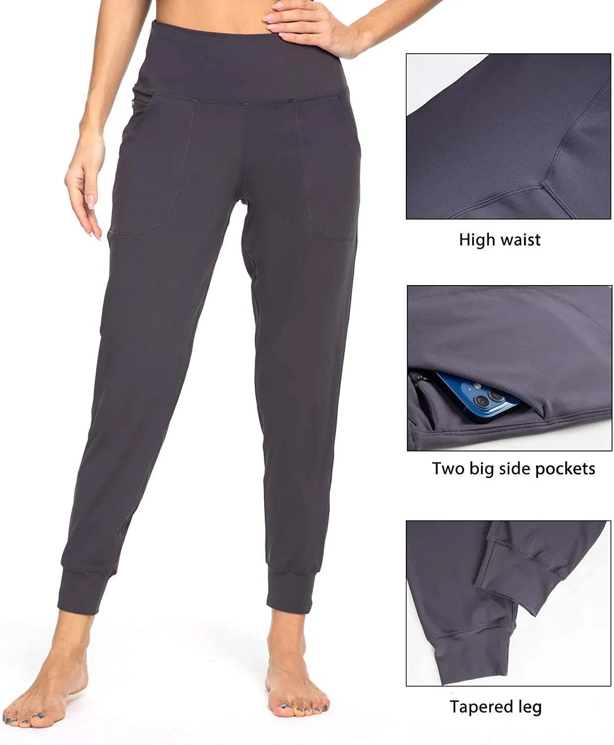 FashionSierra - Women's Joggers with Pockets High Waisted Workout Athletic Sports