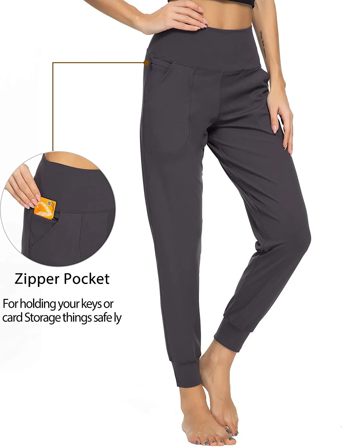 FashionSierra - Women's Joggers with Pockets High Waisted Workout Athletic Sports