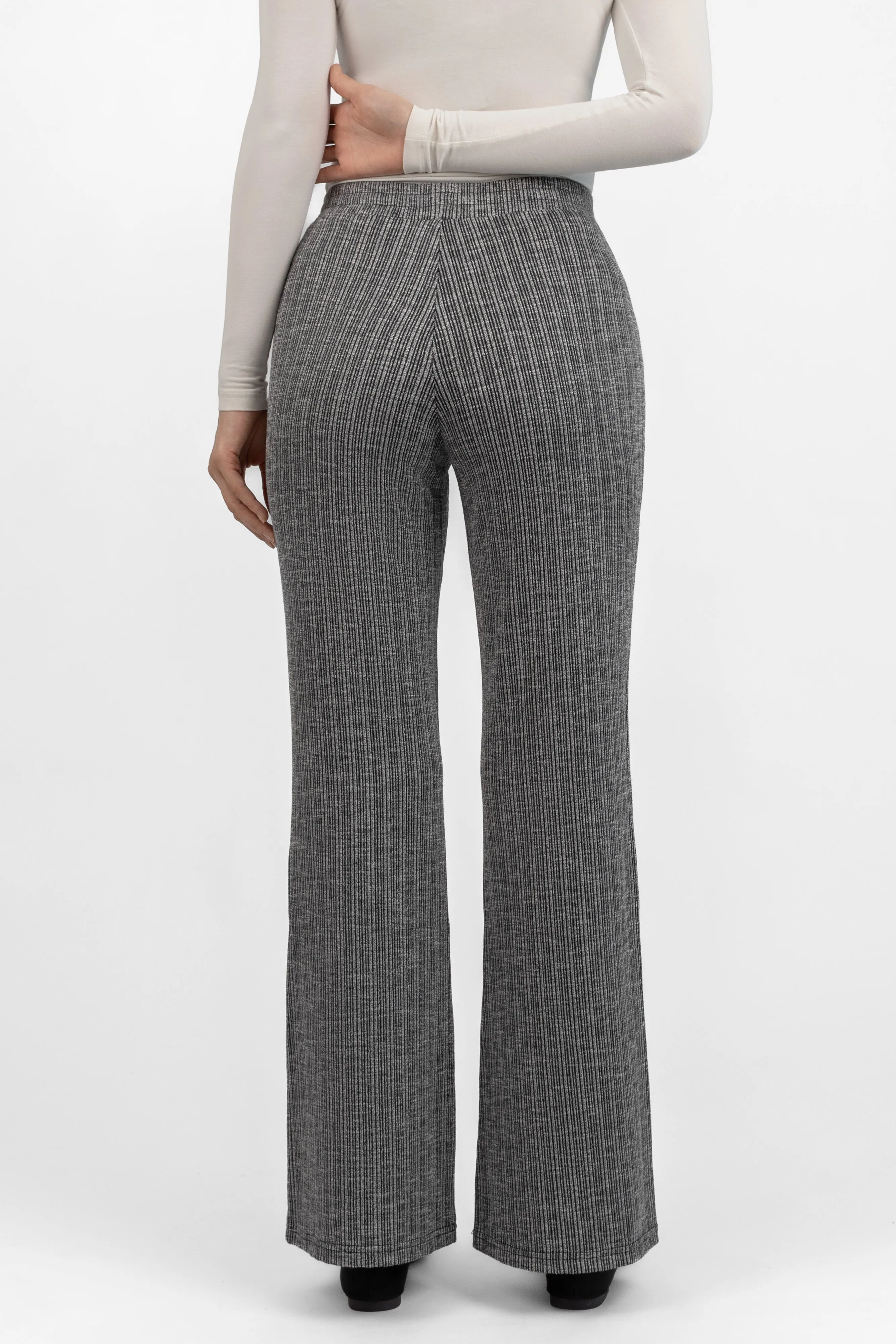 Flared Knit Pants - Salt & Pepper