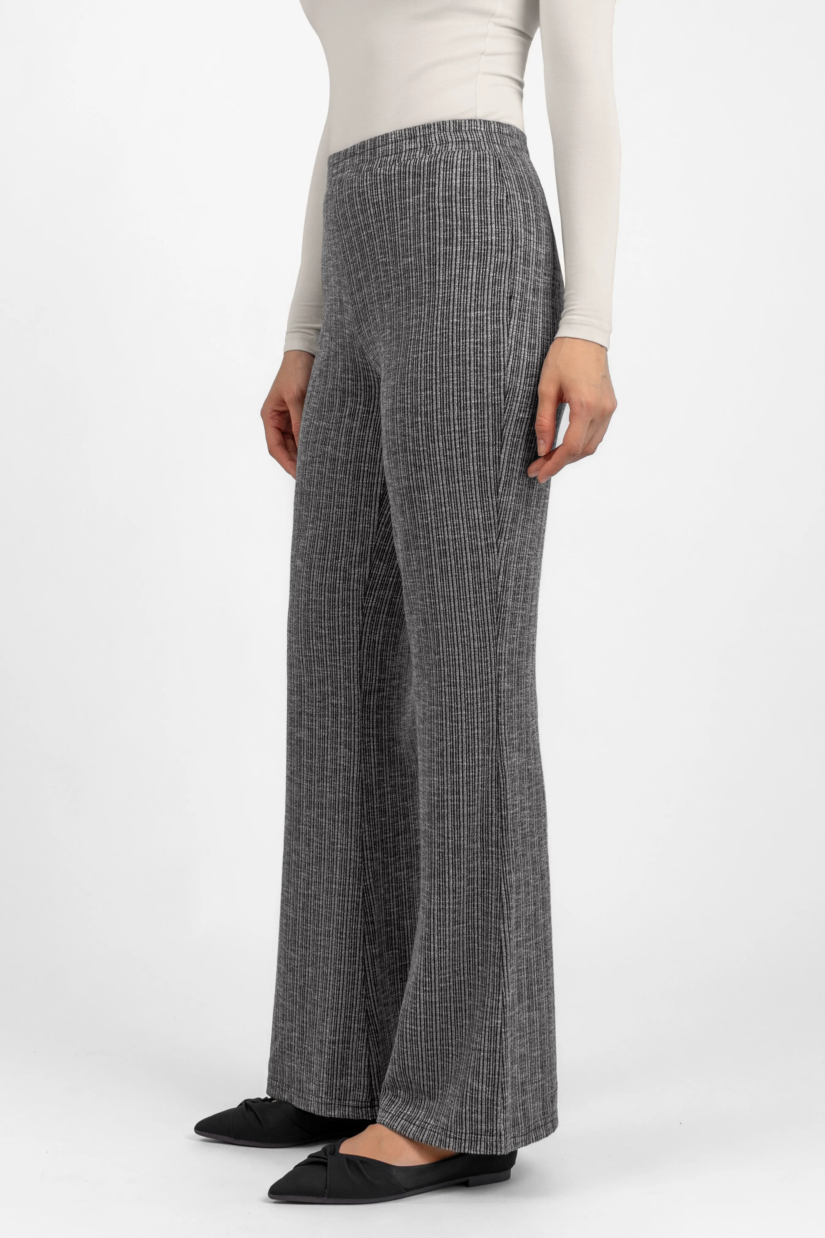 Flared Knit Pants - Salt & Pepper