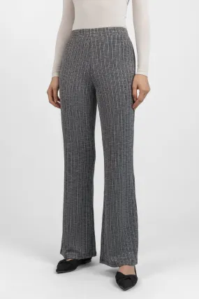 Flared Knit Pants - Salt & Pepper