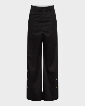FLUTED CROPPED PANTS - BLACK