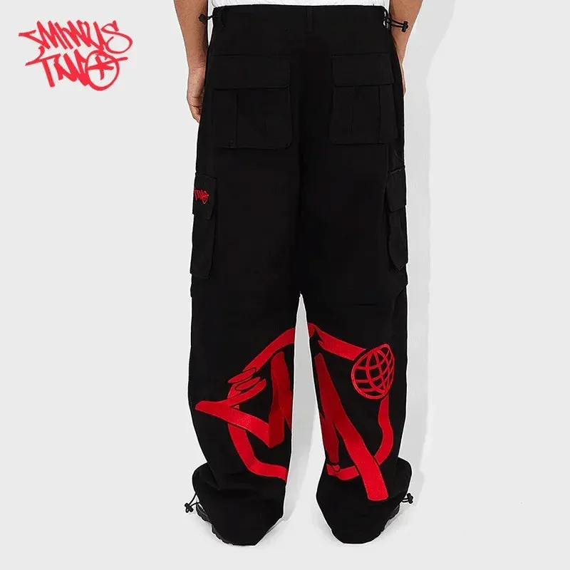 Flytonntore-Streetwear Men Outfits Tomboy Fits -Men Fall Outfits Outwear Streetwear y2k 90s Fashion Minus Two Y2K Fashion street Pant Black Multiple pockets Cargo Pants Men Women High Waist Straight Joggers Baggy Sports Trousers