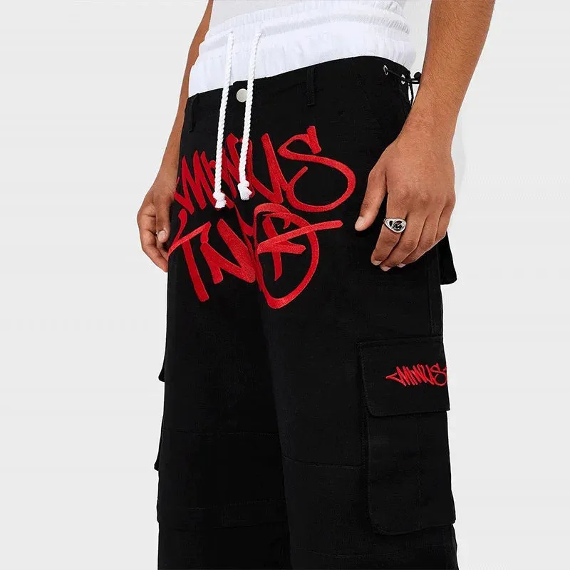 Flytonntore-Streetwear Men Outfits Tomboy Fits -Men Fall Outfits Outwear Streetwear y2k 90s Fashion Minus Two Y2K Fashion street Pant Black Multiple pockets Cargo Pants Men Women High Waist Straight Joggers Baggy Sports Trousers