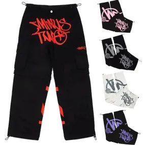 Flytonntore-Streetwear Men Outfits Tomboy Fits -Men Fall Outfits Outwear Streetwear y2k 90s Fashion Minus Two Y2K Fashion street Pant Black Multiple pockets Cargo Pants Men Women High Waist Straight Joggers Baggy Sports Trousers