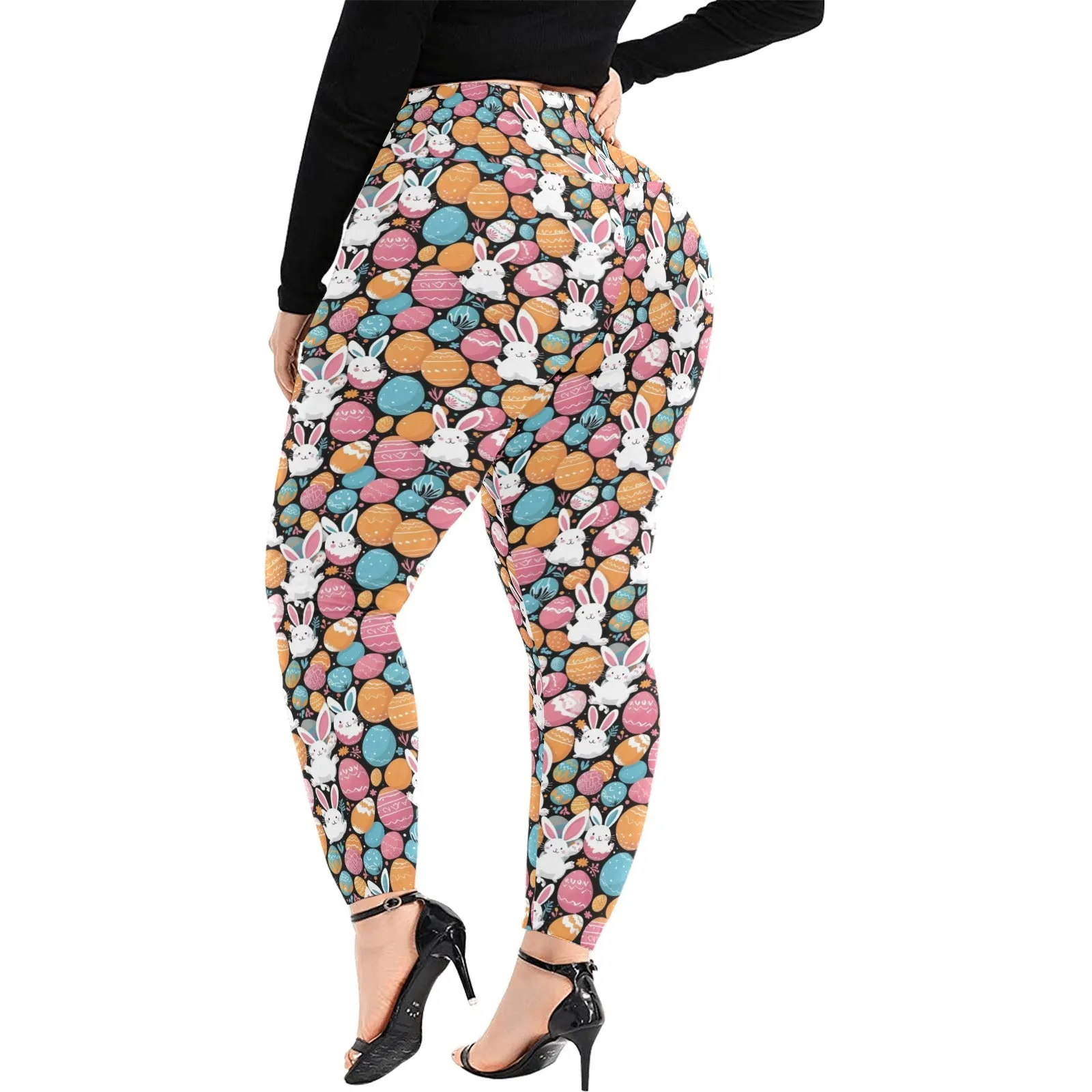 Fun Bunny Women's Plus Size High Waited Leggings Women's High Waist Leggings(Plus Size)(ModelL45)