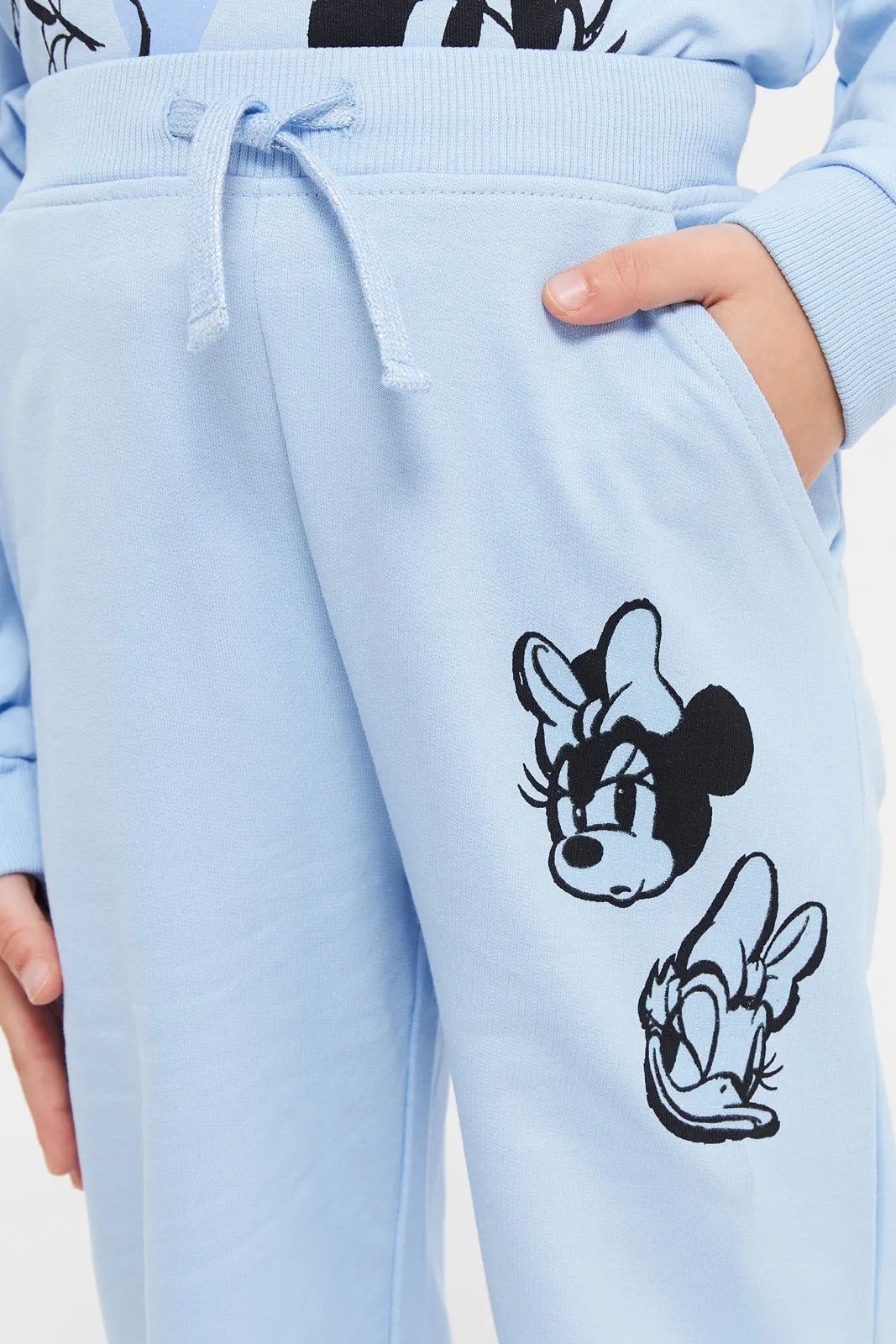 Girls Blue Minnie Mouse Print Track Pants