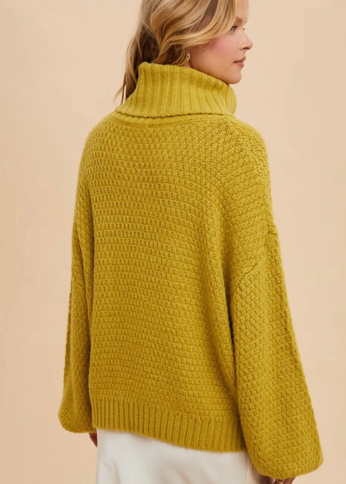 Golden Chartreuse Cowl Neck Sweater