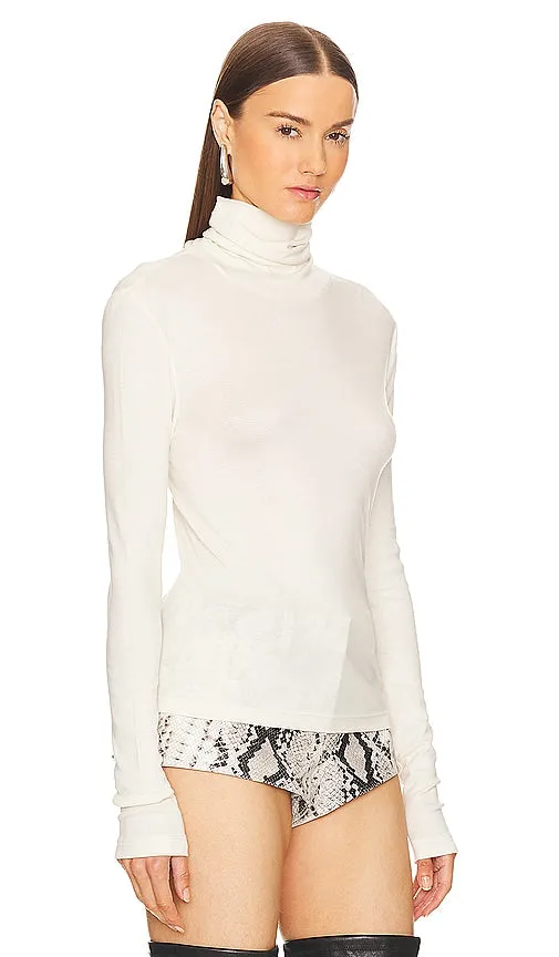 Helmut Lang Rib Turtleneck Tee in Ivory