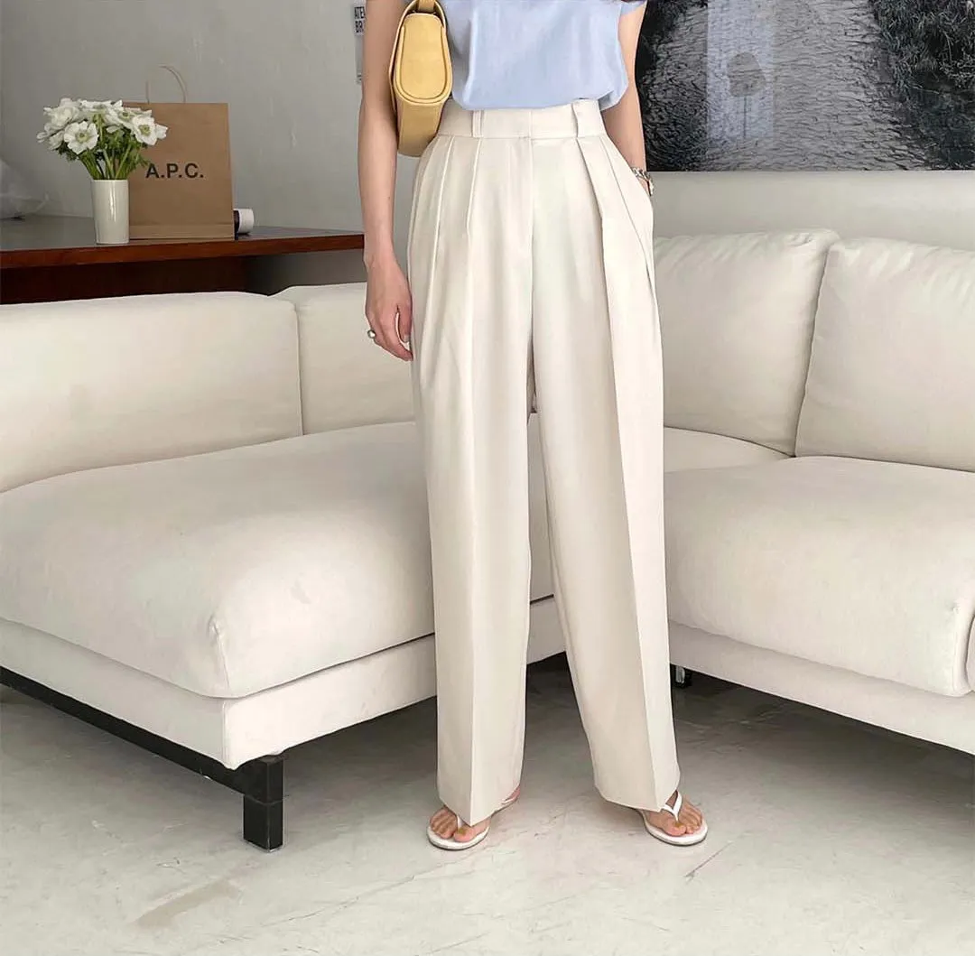 High-Waist Pleated Wide Pants
