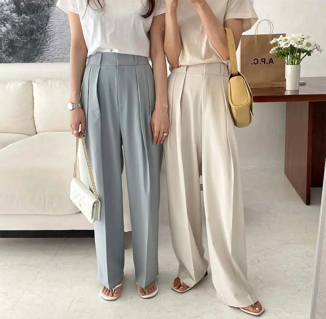 High-Waist Pleated Wide Pants