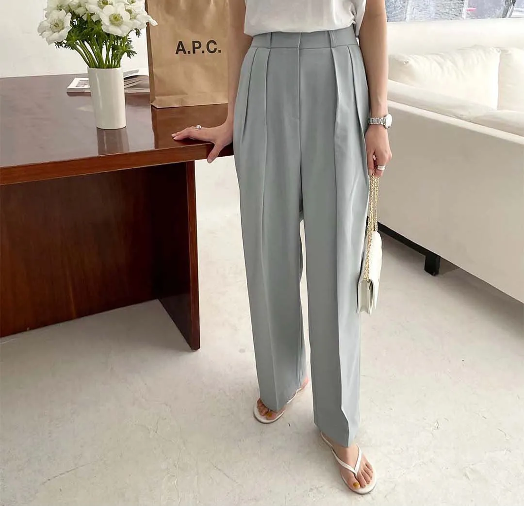 High-Waist Pleated Wide Pants