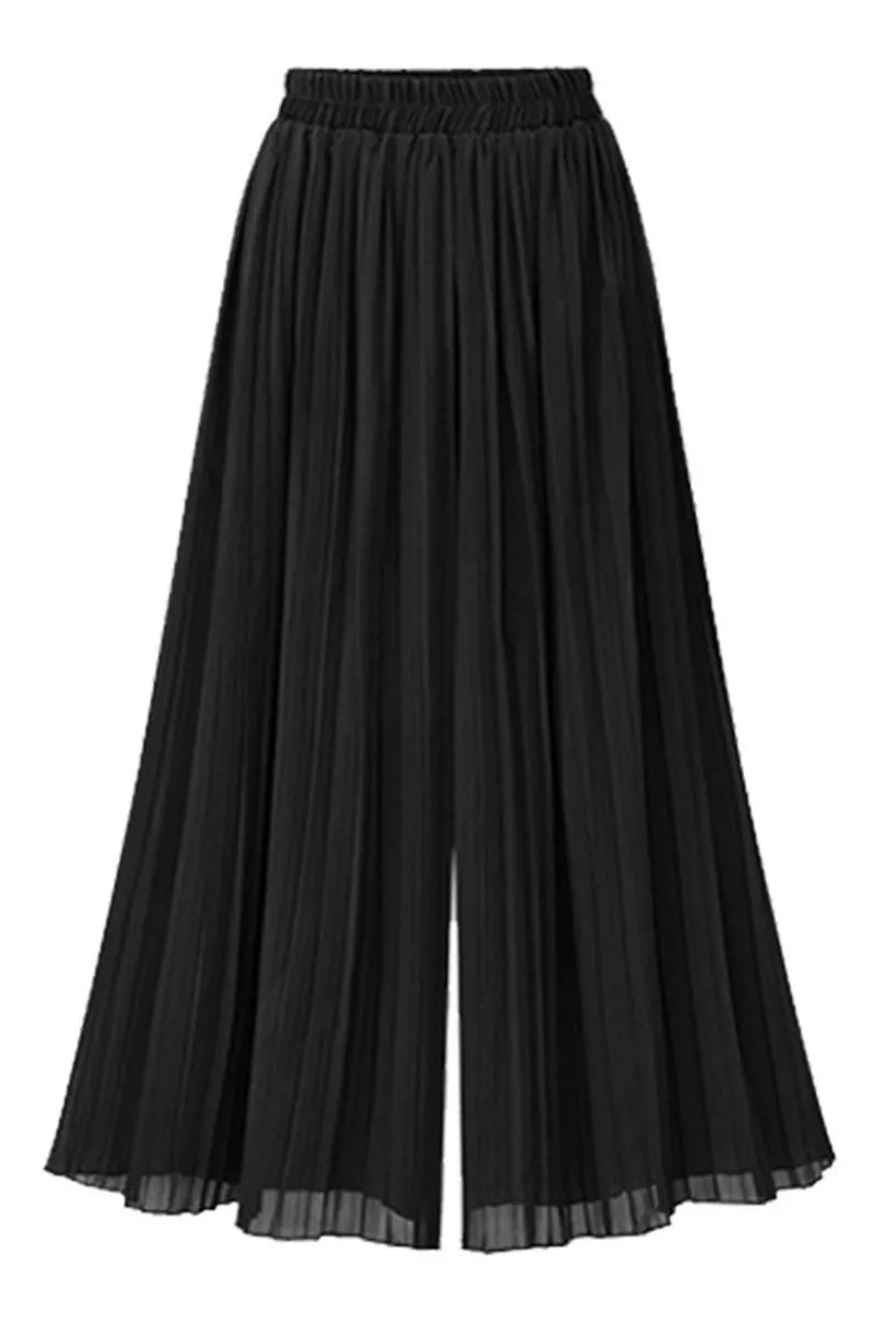 HIGH WAIST WIDE LEG CHIFFON PANTS