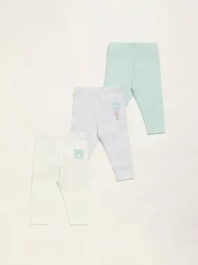 HOP Baby Blue Printed Pants - Pack of 3