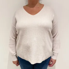 Ice Pink Boxy Cashmere V-Neck Jumper Extra Large