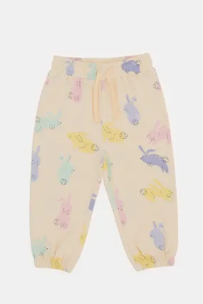 Infant Girls Apricot Printed Active Pants