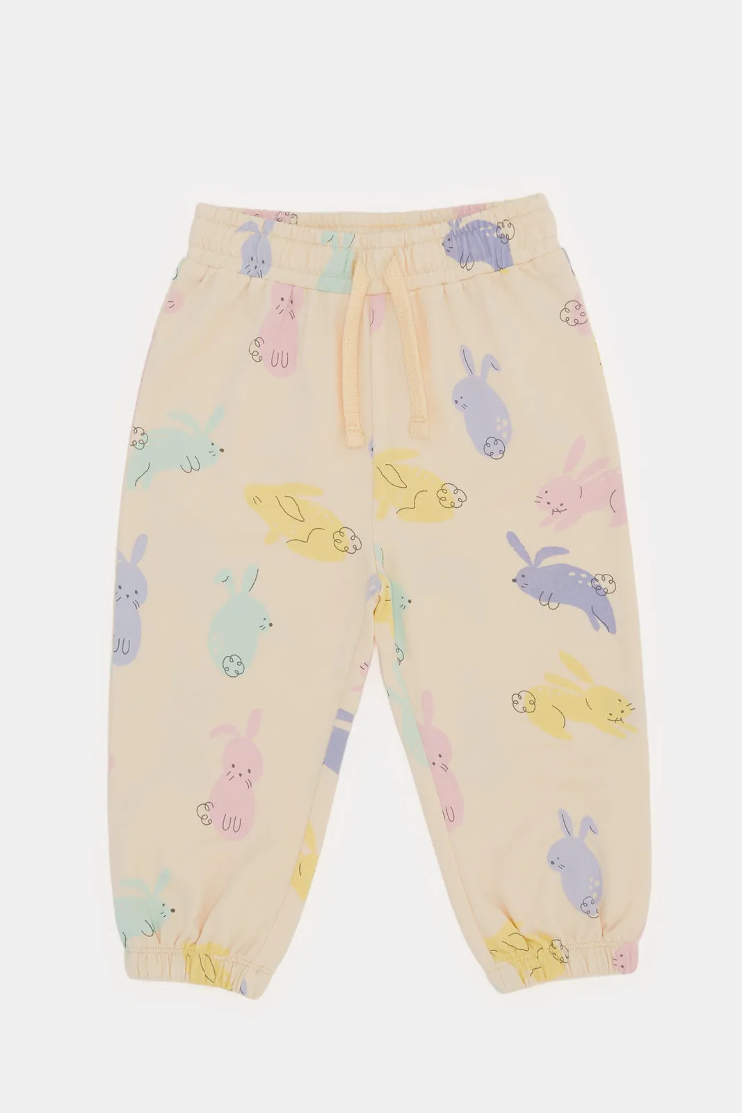 Infant Girls Apricot Printed Active Pants