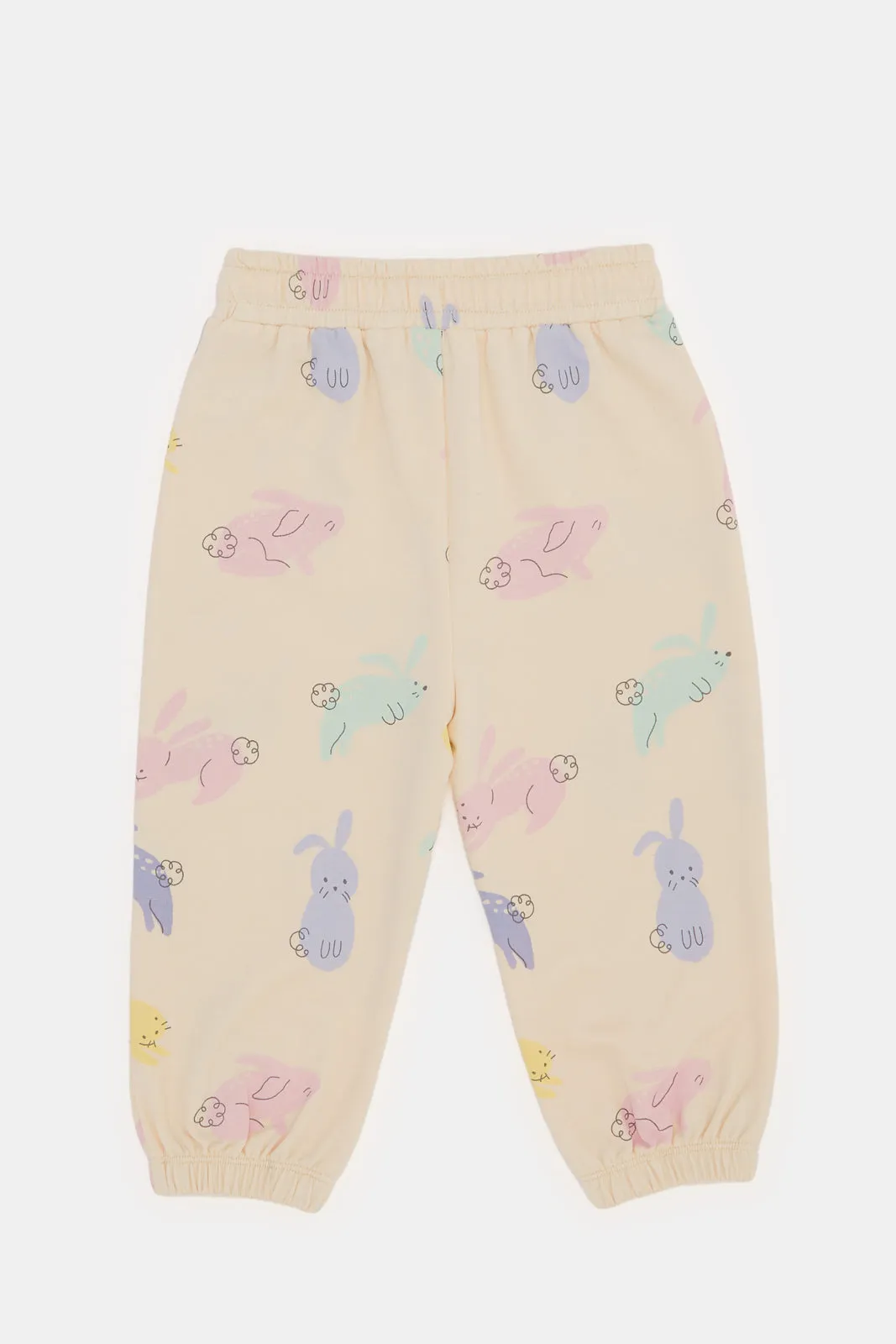 Infant Girls Apricot Printed Active Pants