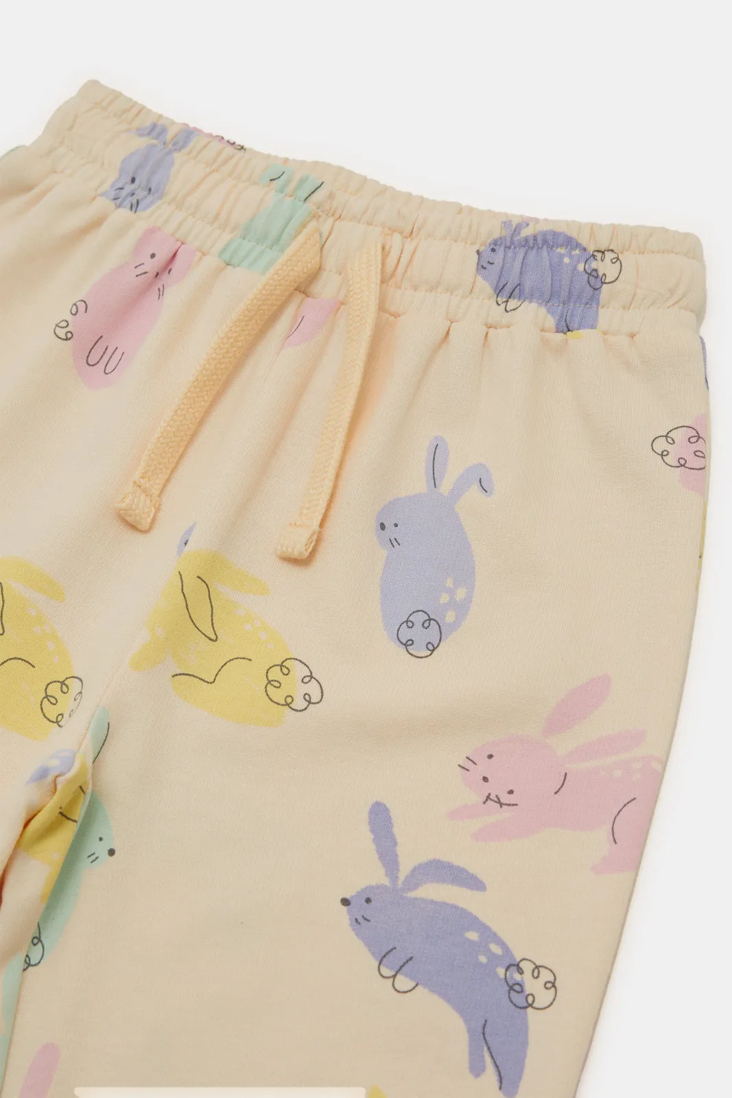 Infant Girls Apricot Printed Active Pants