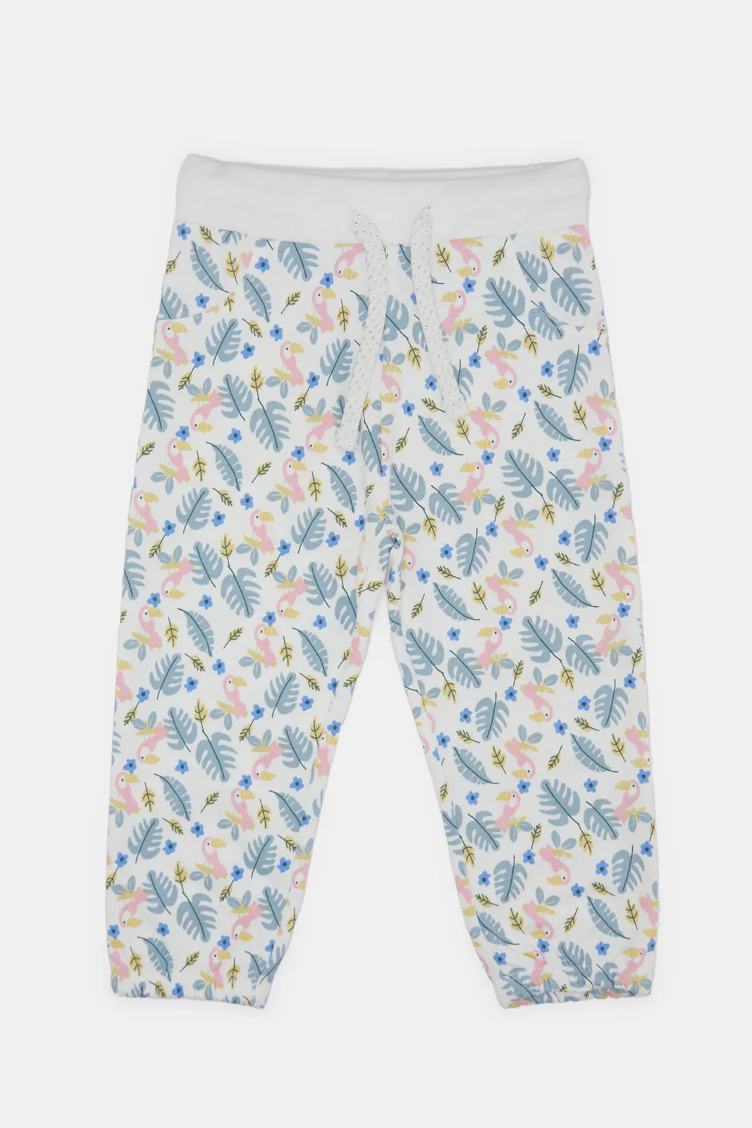 Infant Girls  Ivory All Over Print Active Pant