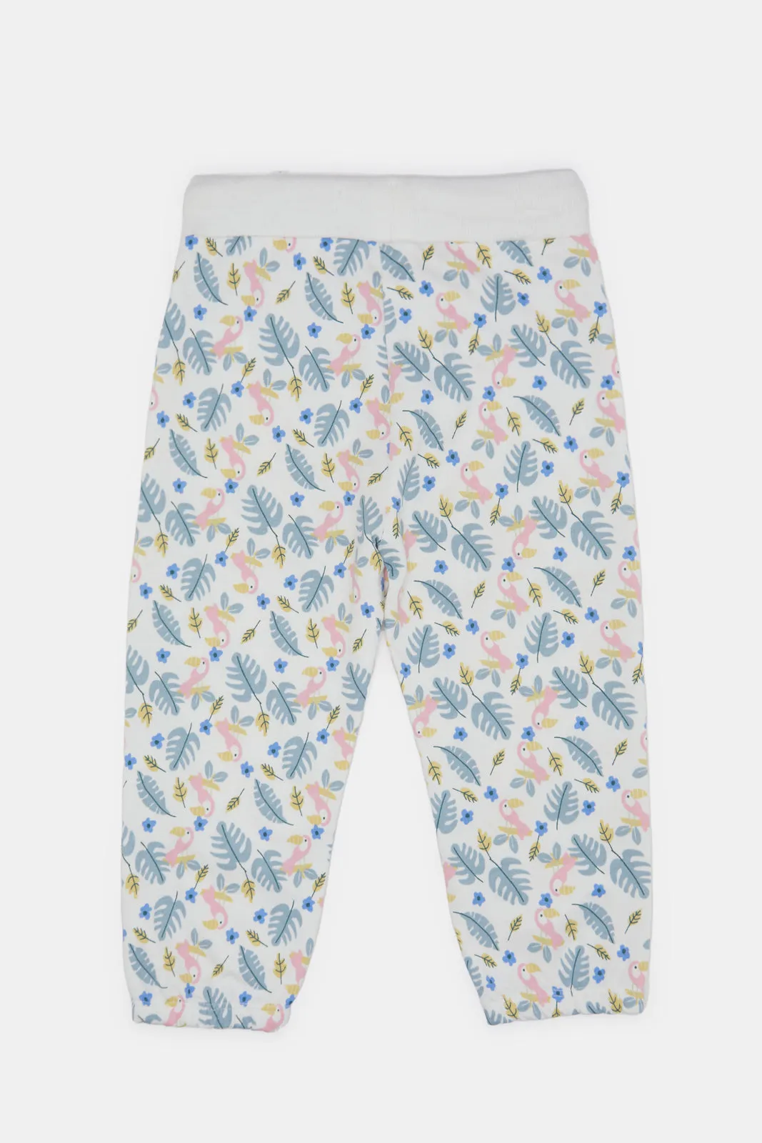 Infant Girls  Ivory All Over Print Active Pant