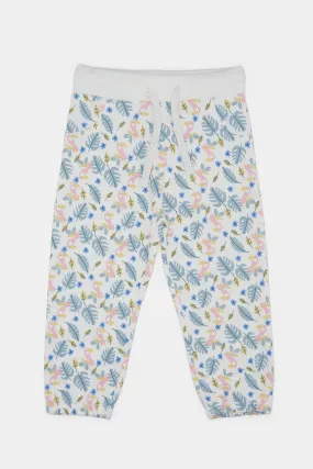 Infant Girls  Ivory All Over Print Active Pant