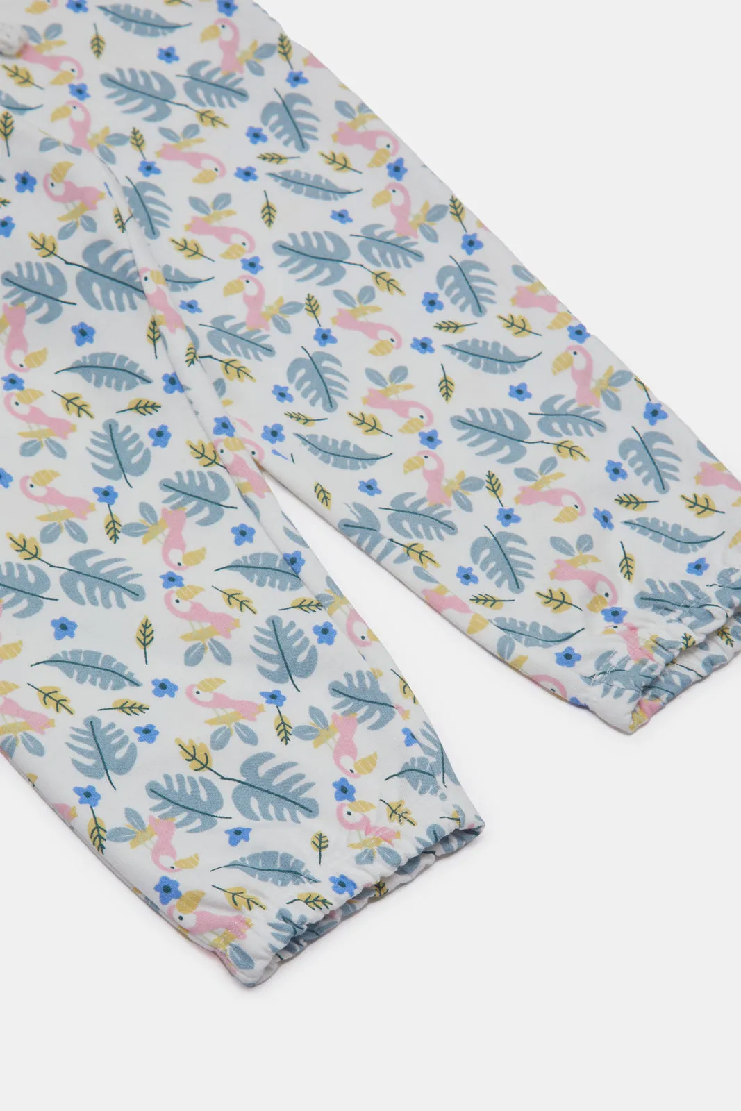 Infant Girls  Ivory All Over Print Active Pant
