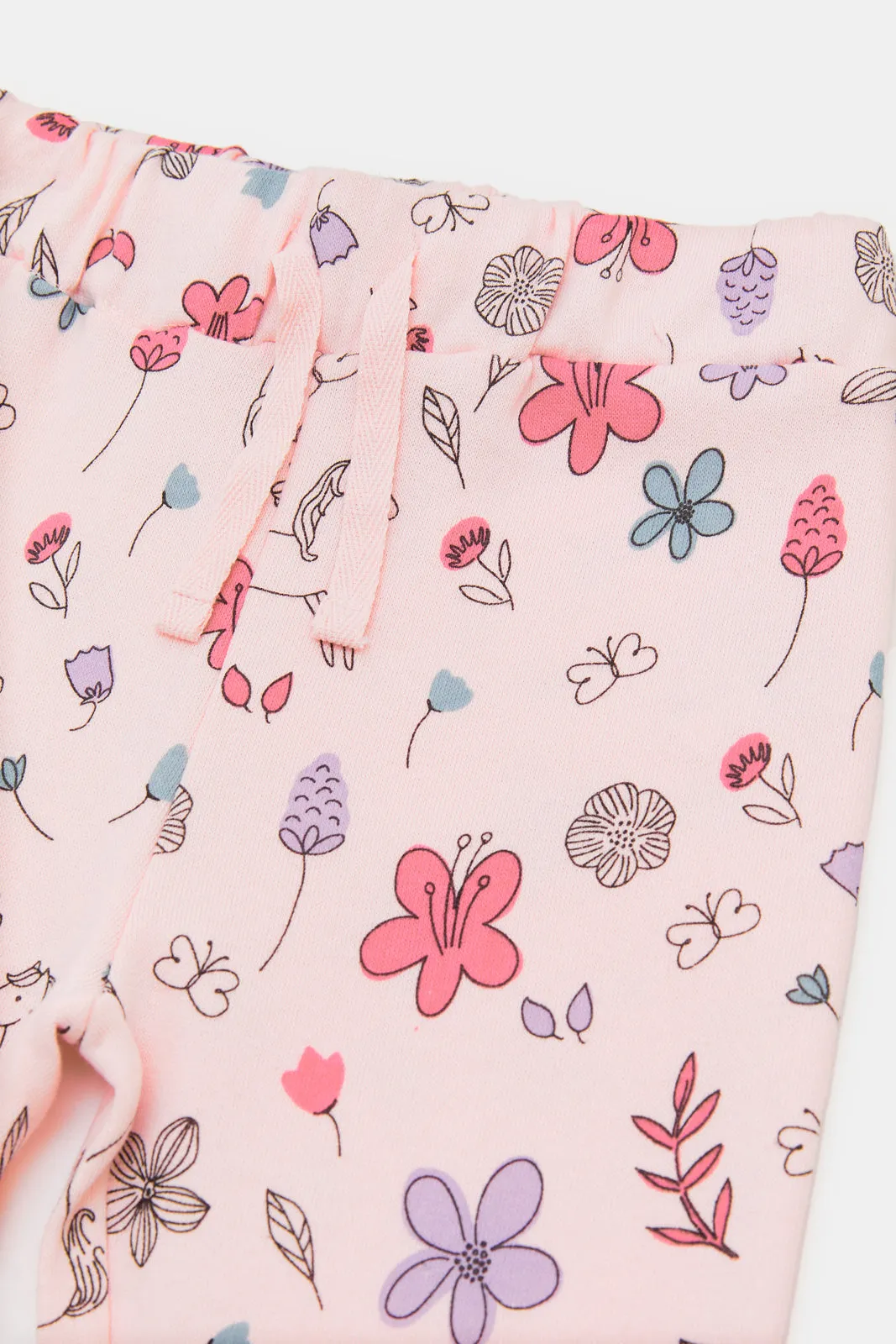 Infant Girls Pink Floral Print Active Pants
