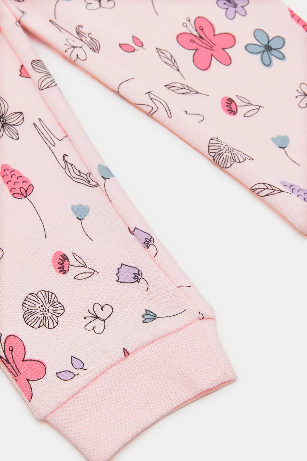 Infant Girls Pink Floral Print Active Pants