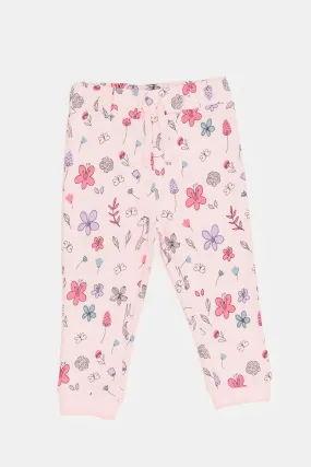 Infant Girls Pink Floral Print Active Pants