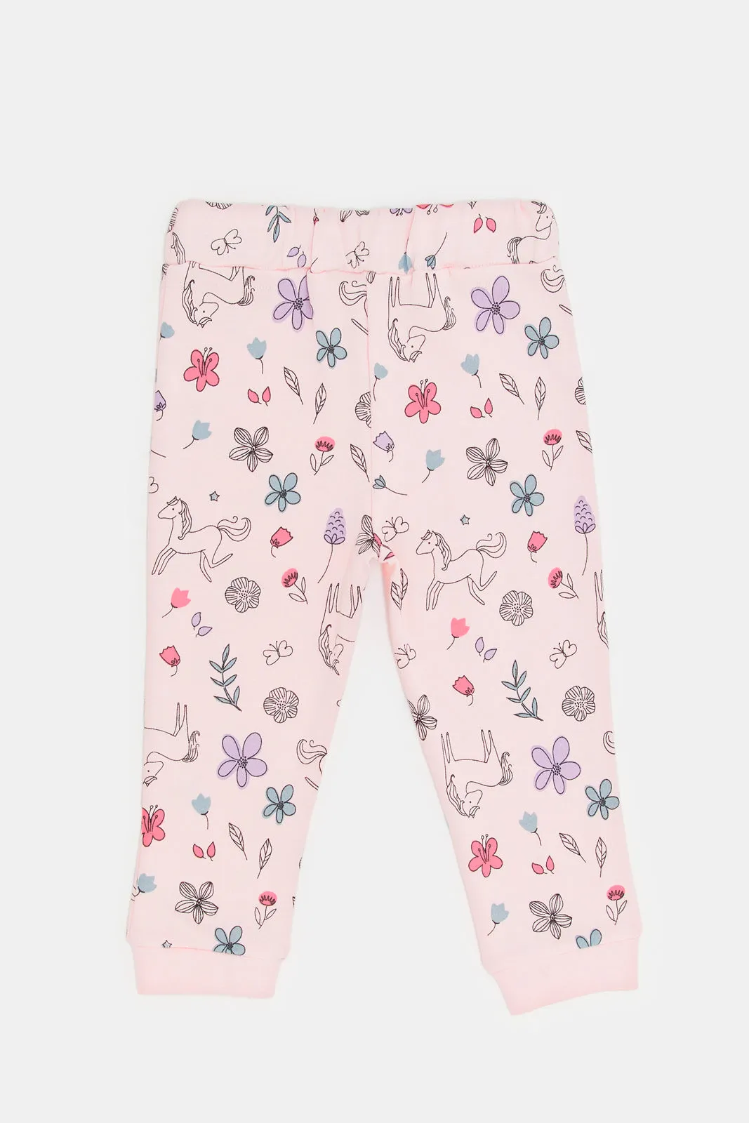 Infant Girls Pink Floral Print Active Pants