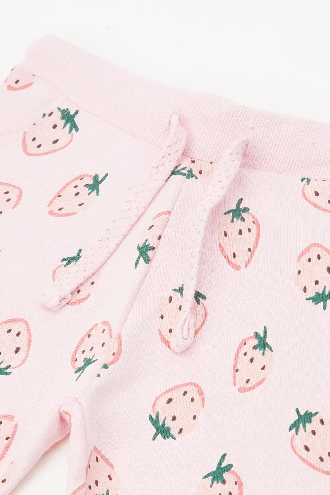 Infant Girls Pink Strawberry Print Active Pants
