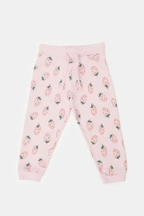 Infant Girls Pink Strawberry Print Active Pants